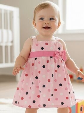 New Gymboree Pink Polka Dot Bow Dress & Diaper Cover – 3–6 Months
